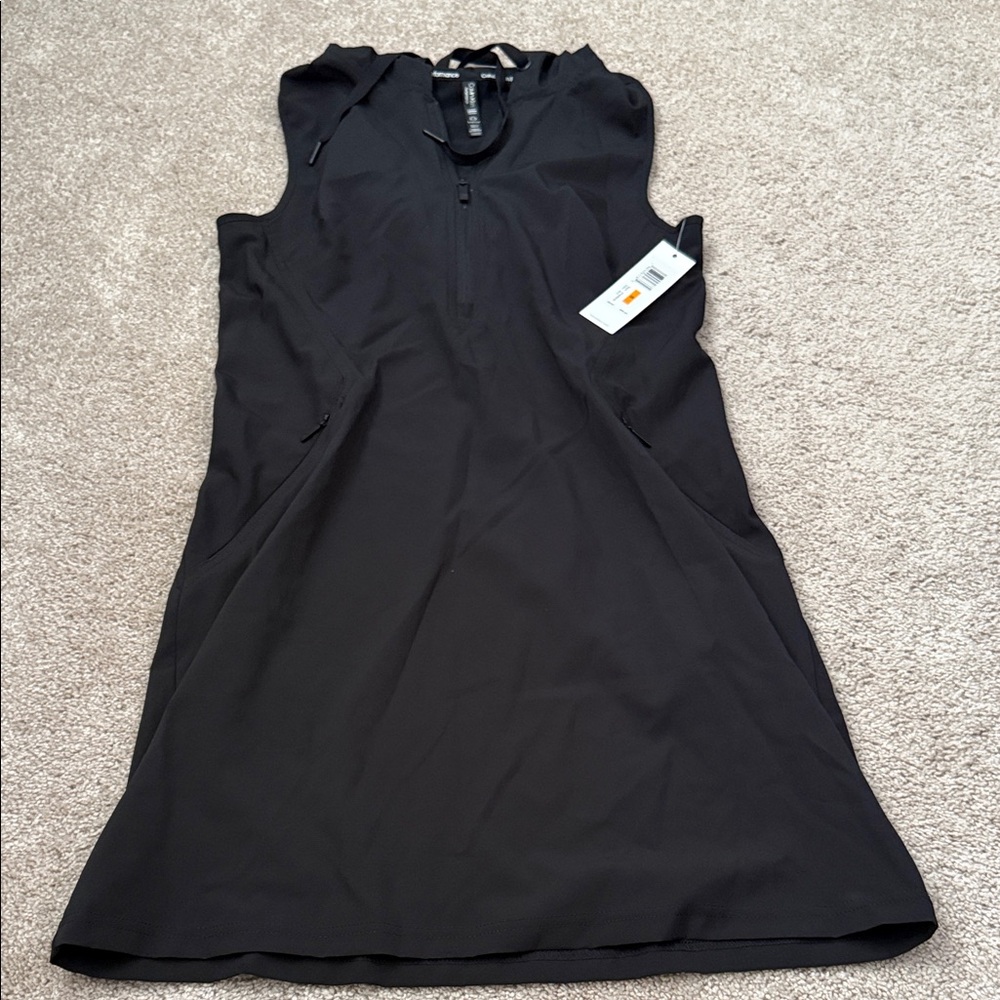 Calvin Klein Black Sleeveless Zip-Front Top with Hood